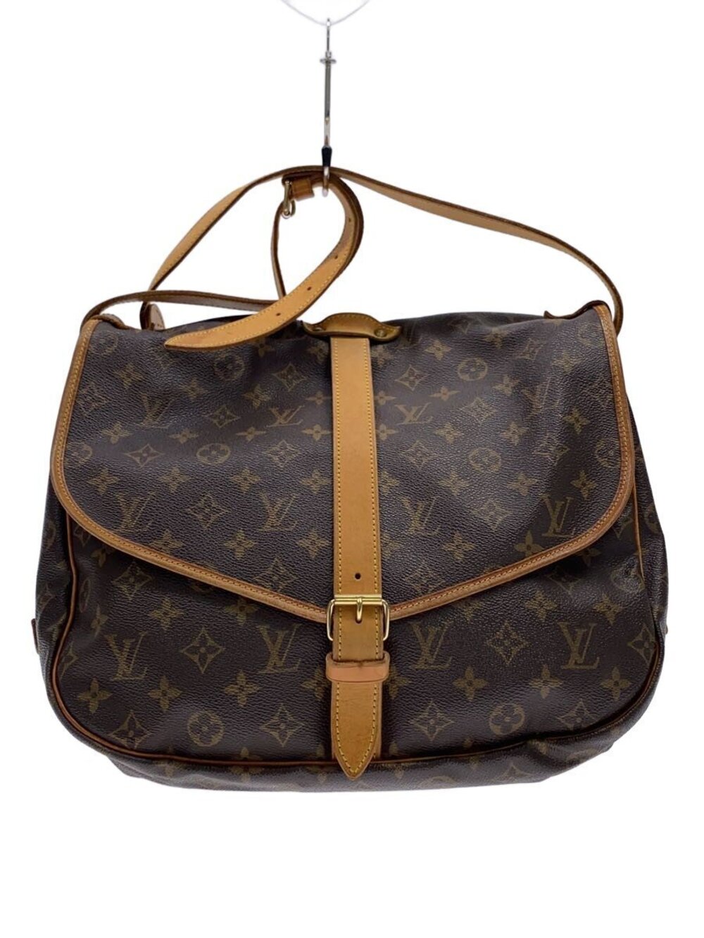LOUIS VUITTON Saumur Monogram Canvas Leather Brown